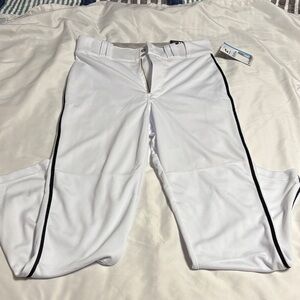 White Baseball Pants with Black Stripe